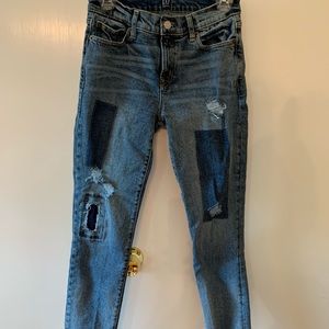 Gap Patchwork Distressed Skinny Jeans size 25 reg